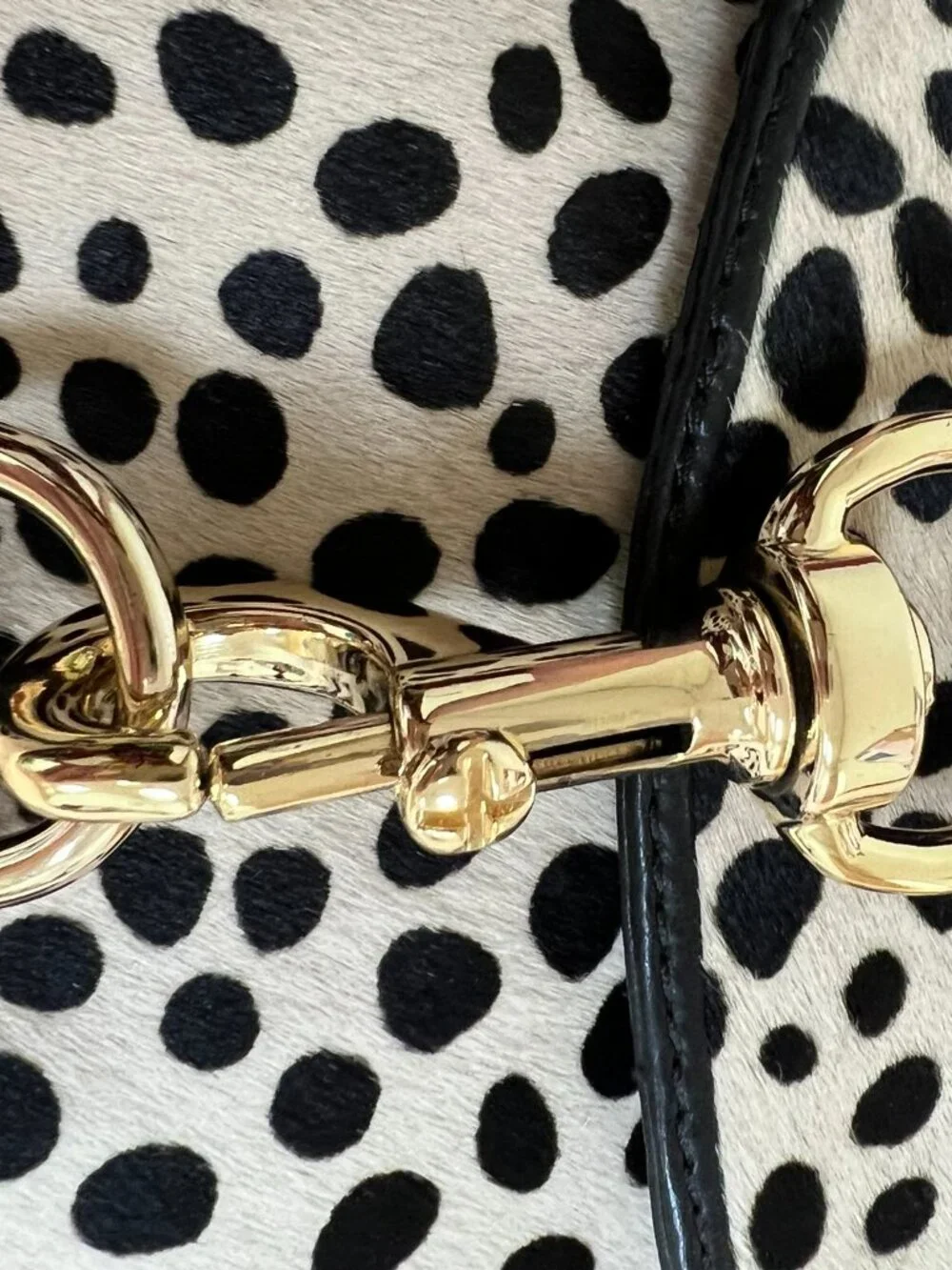 Rebecca Minkoff Pony Hair Dalmatian Print Crossbody Bag Gold Hardware - Picture 6 of 14